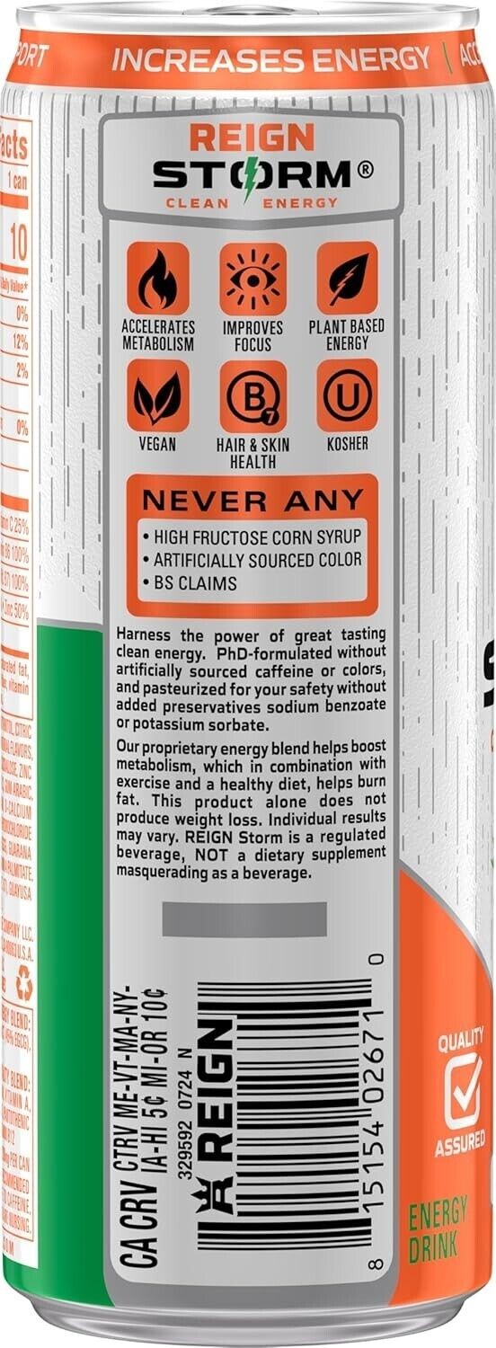 REIGN Storm, Tropical, Fitness & Wellness Energy Drink, 12 Fl Oz (Pack of 12) thumbnail