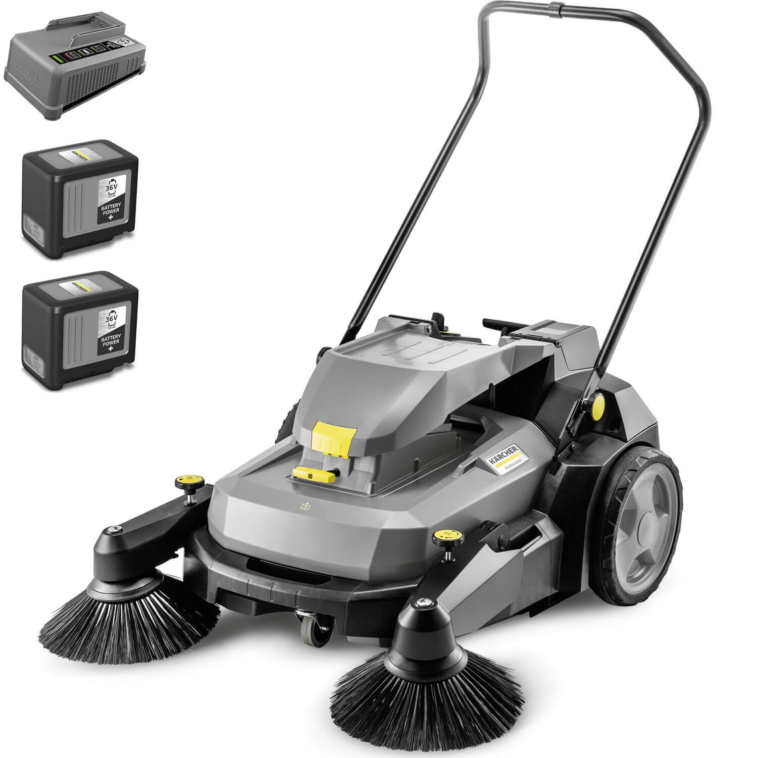 Karcher KM 70/30 C BP 2SB Professional 36v Cordless Push Floor Sweeper 2 X 6ah Li-ion Battery Charger
