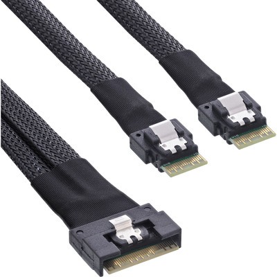 InLine Slim SAS Kabel, SFF-8654 8i Zu 2x SFF-8654 4i, 0,5m