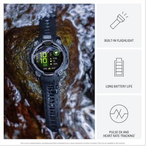 Instinct 3 Amoled 50 Mm GPS Smartwatch with Silicone Band 1.96 in. X .56 in. Black and Charcoal thumbnail