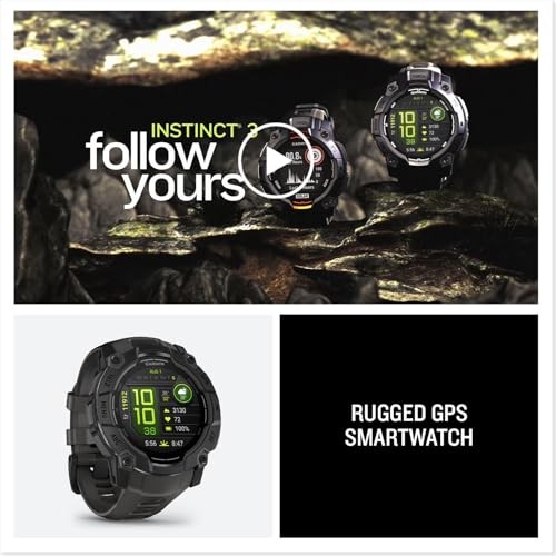 Instinct 3 Amoled 50 Mm GPS Smartwatch with Silicone Band 1.96 in. X .56 in. Black and Charcoal thumbnail