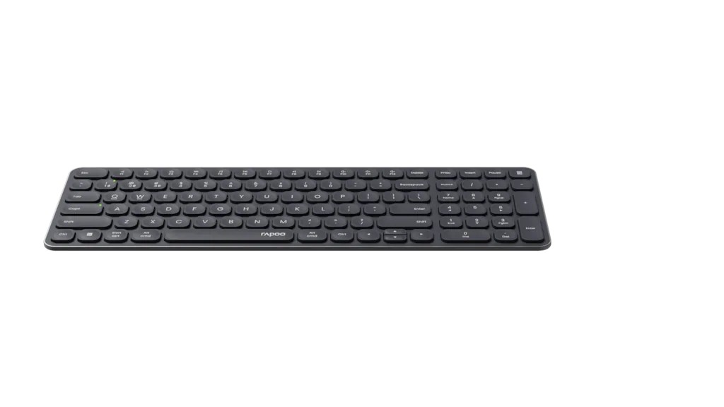 Rapoo Ultra-Slim-Bluetooth-Tastatur E9310M, Kabellose, Ultraflache Multi-Mode-Tastatur, QWERTZ, (Fn-Tasten-Multimedia-Tasten-Ziffernblock)