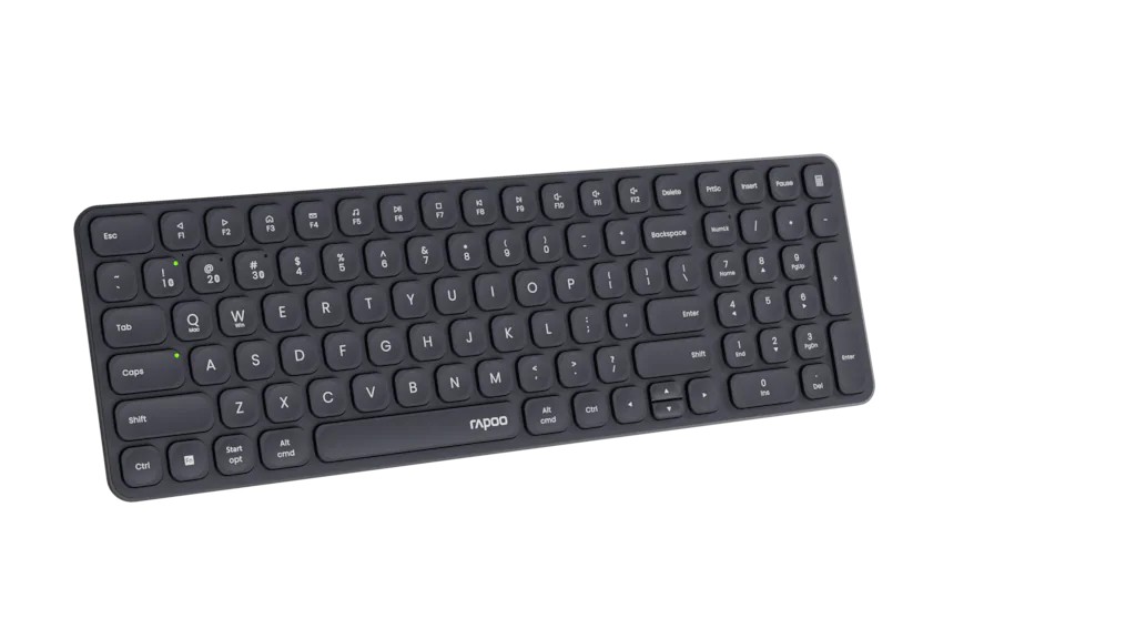 Rapoo Ultra-Slim-Bluetooth-Tastatur E9310M, Kabellose, Ultraflache Multi-Mode-Tastatur, QWERTZ, (Fn-Tasten-Multimedia-Tasten-Ziffernblock) thumbnail