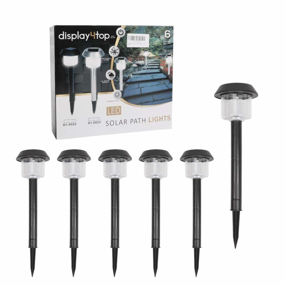 Display4top 6 Pack Solar Powered Garden Lights Outdoor Super-Bright 15 Lumens,Easy No-Wire Installation; All-Weather/Water-Resistant,Use for Path,...