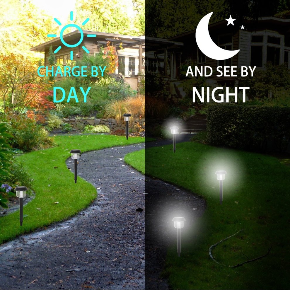 Display4top 6 Pack Solar Powered Garden Lights Outdoor Super-Bright 15 Lumens,Easy No-Wire Installation; All-Weather/Water-Resistant,Use for Path,... thumbnail