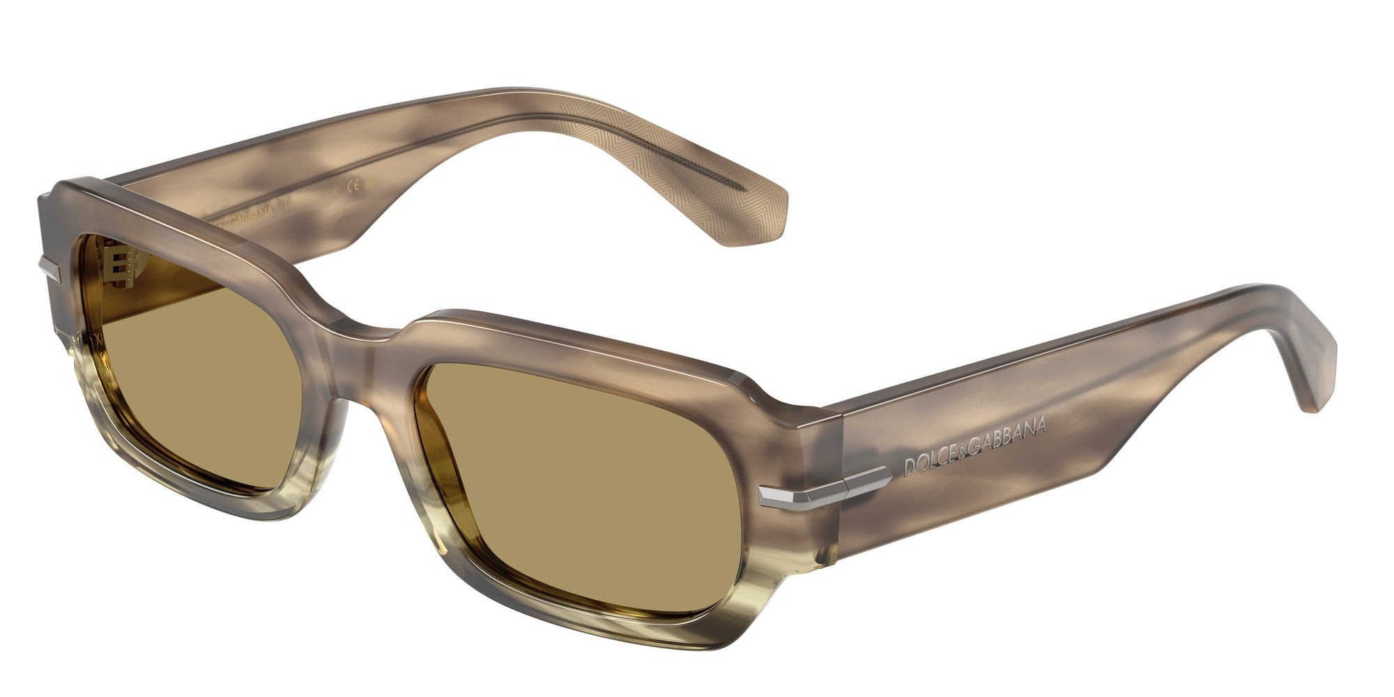 DOLCE & GABBANA DG 4485 3439/2 Rectangle Havana Green Acetate Sunglasses with Green Olive Lens