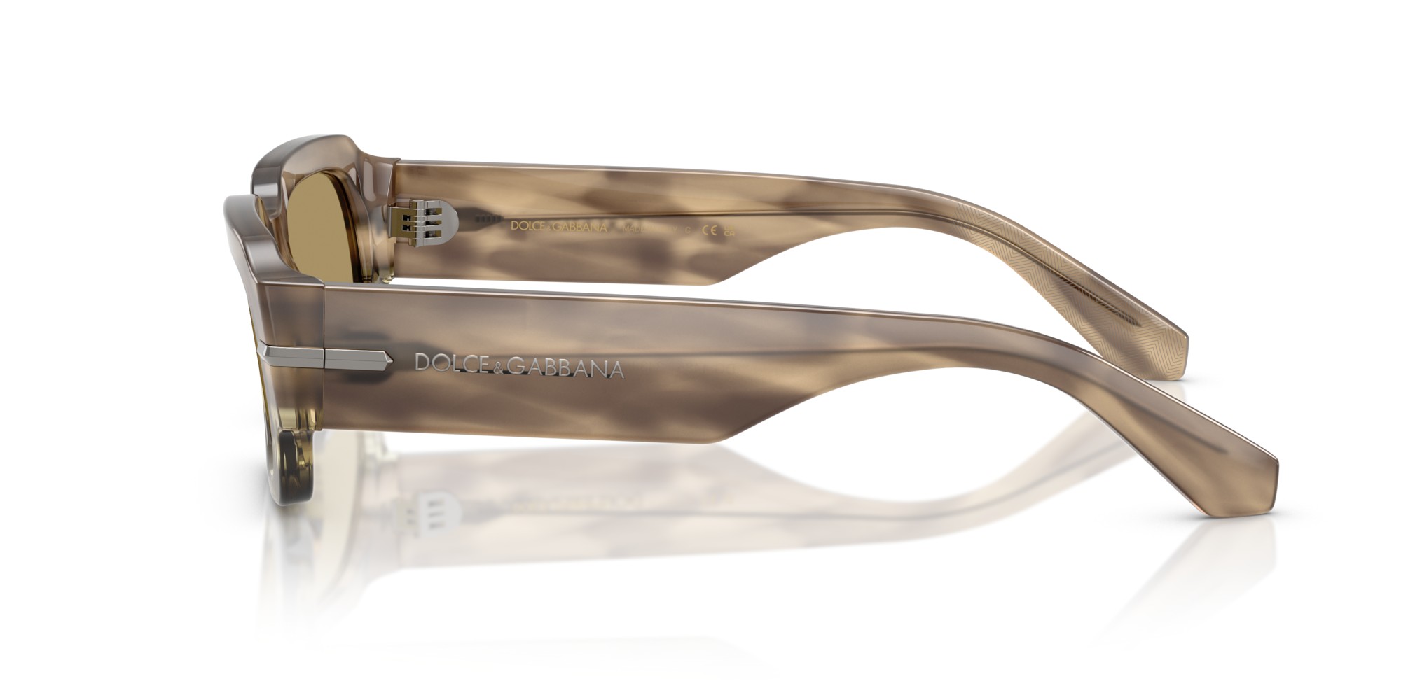 DOLCE & GABBANA DG 4485 3439/2 Rectangle Havana Green Acetate Sunglasses with Green Olive Lens thumbnail