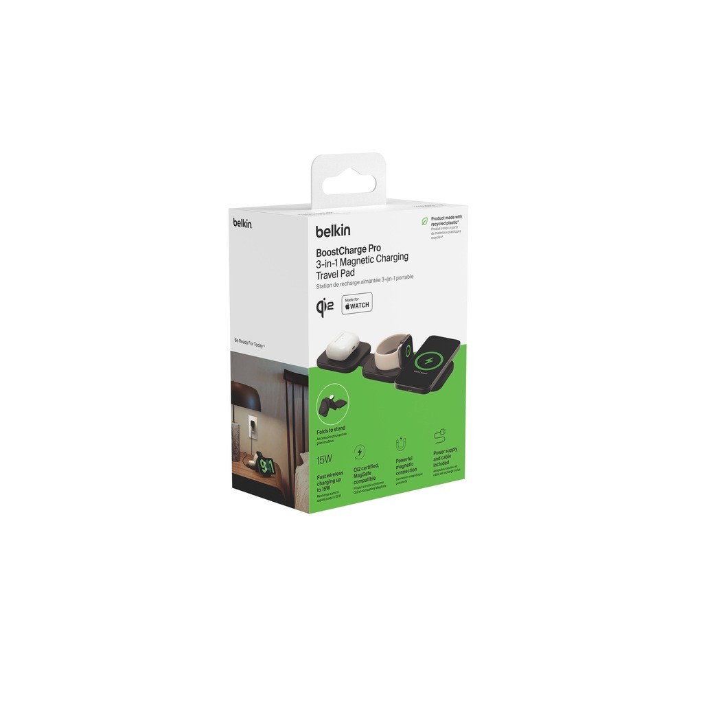 Belkin Belkin 3-in-1 Magn. Einklappbares Reise-Ladegert, Schwarz thumbnail