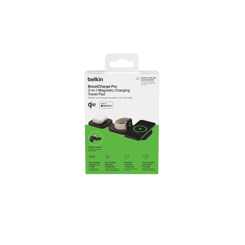 Belkin Belkin 3-in-1 Magn. Einklappbares Reise-Ladegert, Schwarz thumbnail