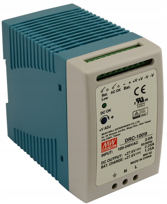 Zasilacz Buforowy Din DRC-100B 27.6V 3.5A, 27.6V 1.25A 100W
