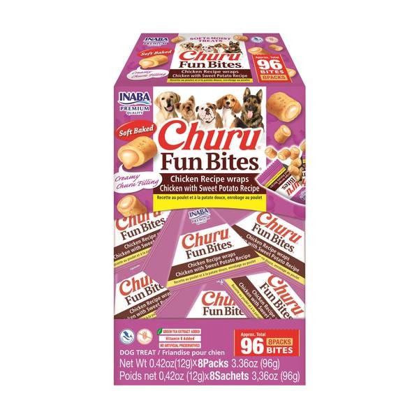 Churu 8-Pack Fun Bites for Dogs, Chicken and Sweet Potato, 100% Natural Treats
