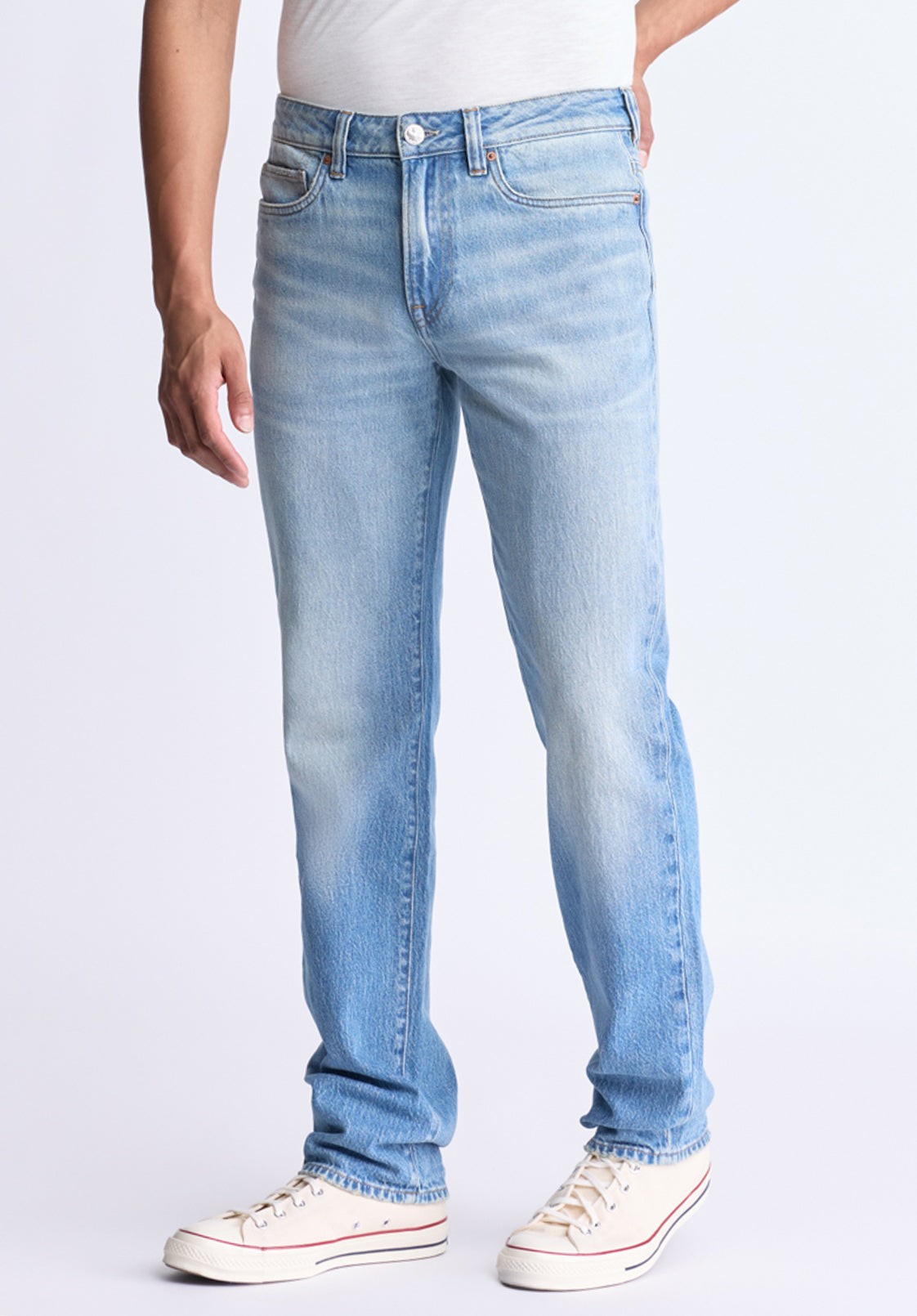Buffalo Jeans Men's Straight Six Crinkled and Sanded Jeans, Light Blue - Size: 33 thumbnail