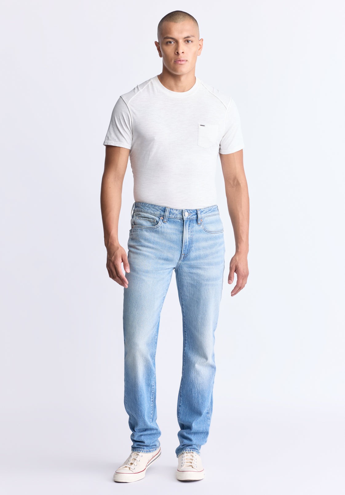 Buffalo Jeans Men's Straight Six Crinkled and Sanded Jeans, Light Blue - Size: 33 thumbnail