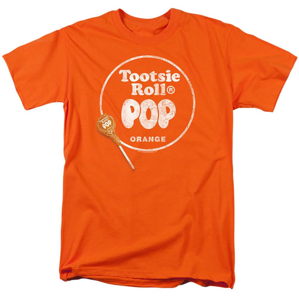 TR122-at-7 Tootsie Roll Pop Logo Adult Regular Fit Short Sleeve T-Shirt, Orange - 4X