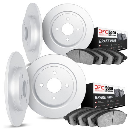 Dynamic Friction Company Front and Rear Brake Rotors with 5000 Advanced Brake Pads - 6504-07010
