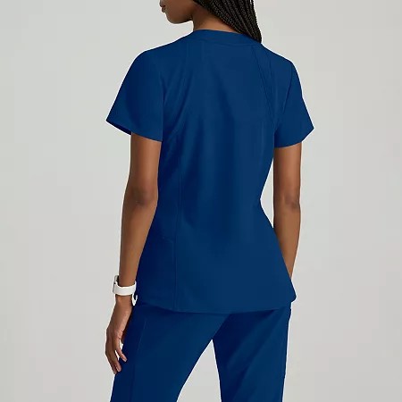Barco One 5105 Racer 4-Pocket Womens Plus Tall V Neck Short Sleeve Tag Free Stretch Fabric Moisture Wicking Scrub Tops, 4x-large, Blue thumbnail