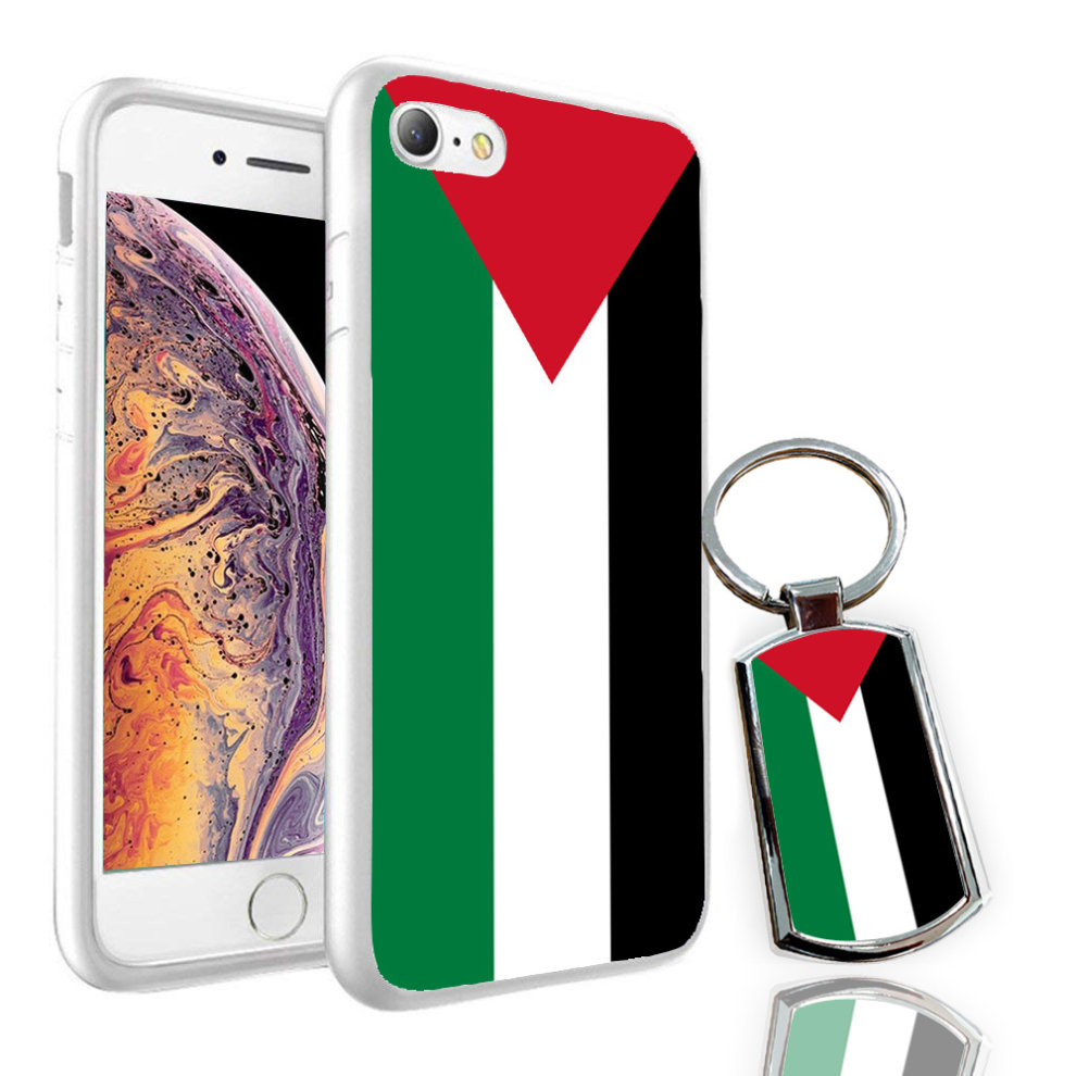 (Apple iPhone 6s Plus, White) I-Tronixs - Palestine Flag Design Printed Case Skin Cover + Free Metal Keyring - 0134
