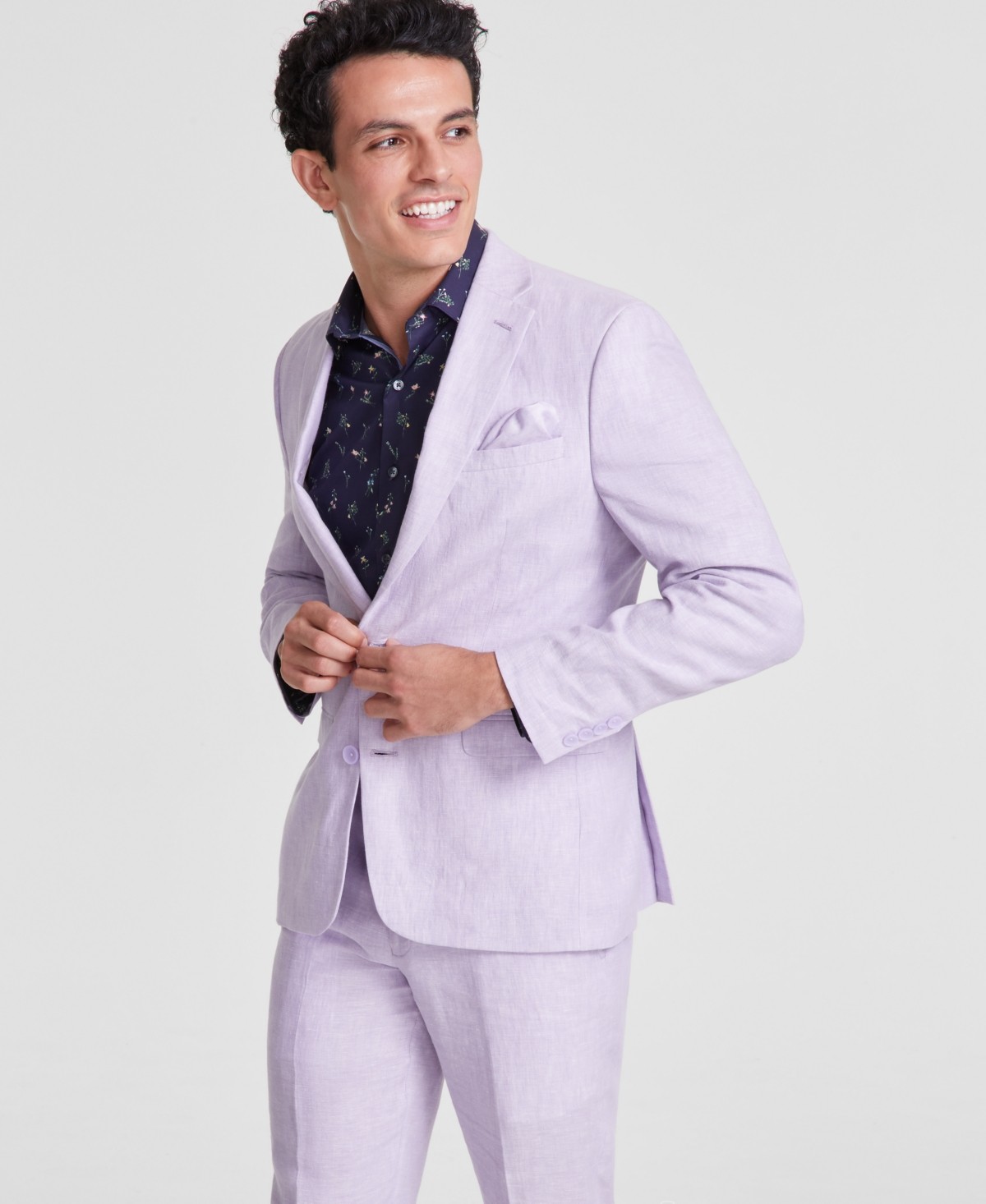 Bar Iii Mens Slim fit Suit Jacket Blazer 38 S Lavender Purple Solid Linen - Picture 1 of 2