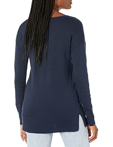 Amazon Essentials Women's Lightweight Long-Sleeve V-Neck Tunic Sweater (Available in Plus Size), Navy, Large thumbnail