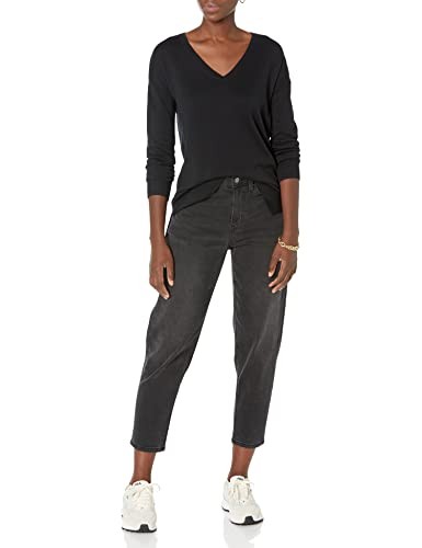 Amazon Essentials Women's Lightweight Long-Sleeve V-Neck Tunic Sweater (Available in Plus Size), Black, 4X thumbnail