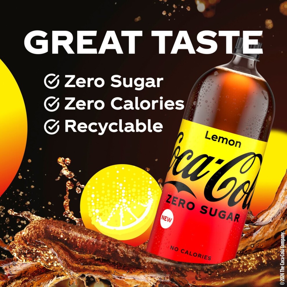 Coca-Cola Zero Sugar Lemon 6 X 2L Bottles thumbnail