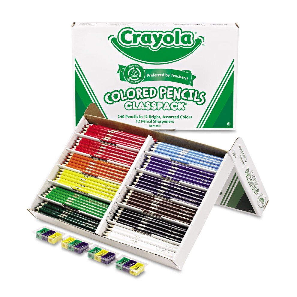 Crayola 688024 Colored Woodcase Pencil Classpack  3.3 Mm  12 Assorted Colors/Box