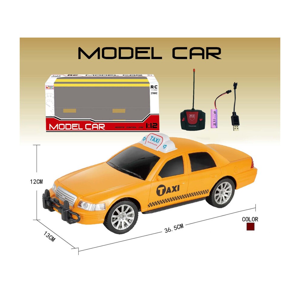 New York Taxi Radio Rechargeable Remote Control Car Yellow 1/12 Scale thumbnail