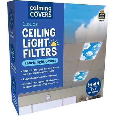 Teacher Created Resources Calming Covers Ceiling Light Filters  2  X 4   Clouds  Pack of 4