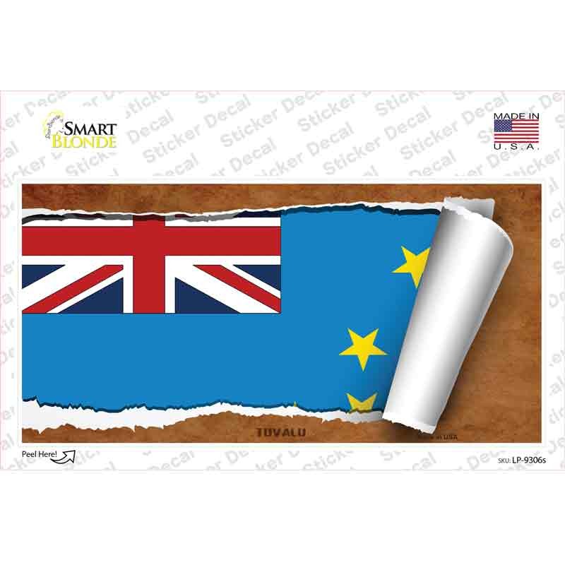 LP-9306s-M Tuvalu Flag Scroll Novelty Sticker Decal - Medium