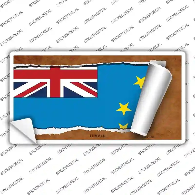 LP-9306s-S Tuvalu Flag Scroll Novelty Sticker Decal - Small