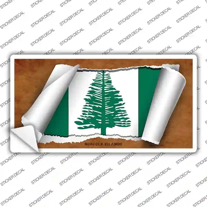 LP-9253s-S Norfolk Islands Flag Scroll Novelty Sticker Decal - Small