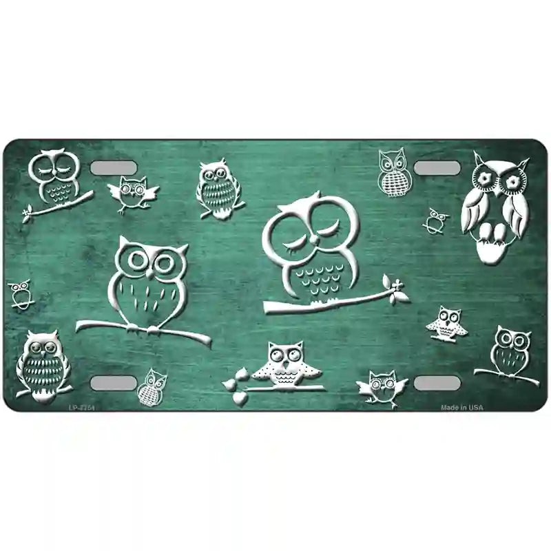 LLP-7751 24 X 12 in. Mint White Owl Oil Rubbed Metal Novelty License Plate