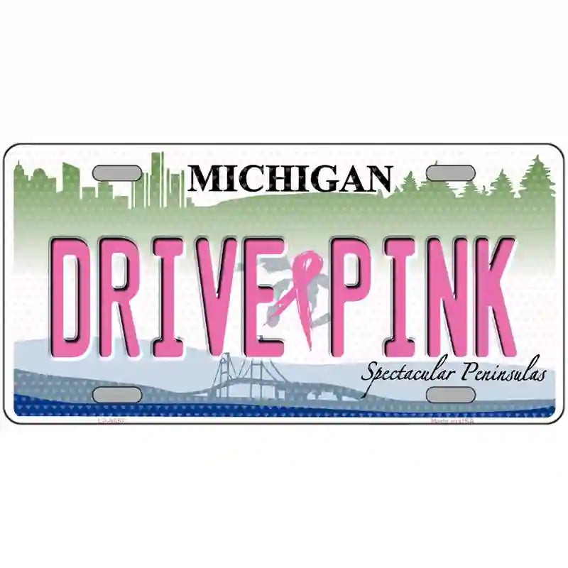 LLP-9657 24 X 12 in. Drive Pink Michigan Novelty Metal License Plate