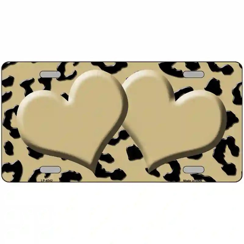 LLP-4542 24 X 12 in. Gold Black Cheetah Gold Center Hearts Metal Novelty License Plate