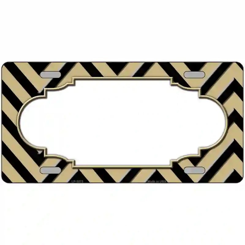 LLP-5075 24 X 12 in. Gold Black Chevron Scallop Metal Novelty License Plate