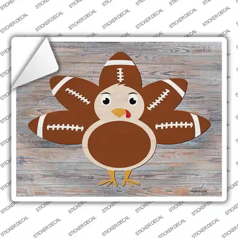 P-3943s-S Football Turkey Novelty Rectangle Sticker Decal - Small