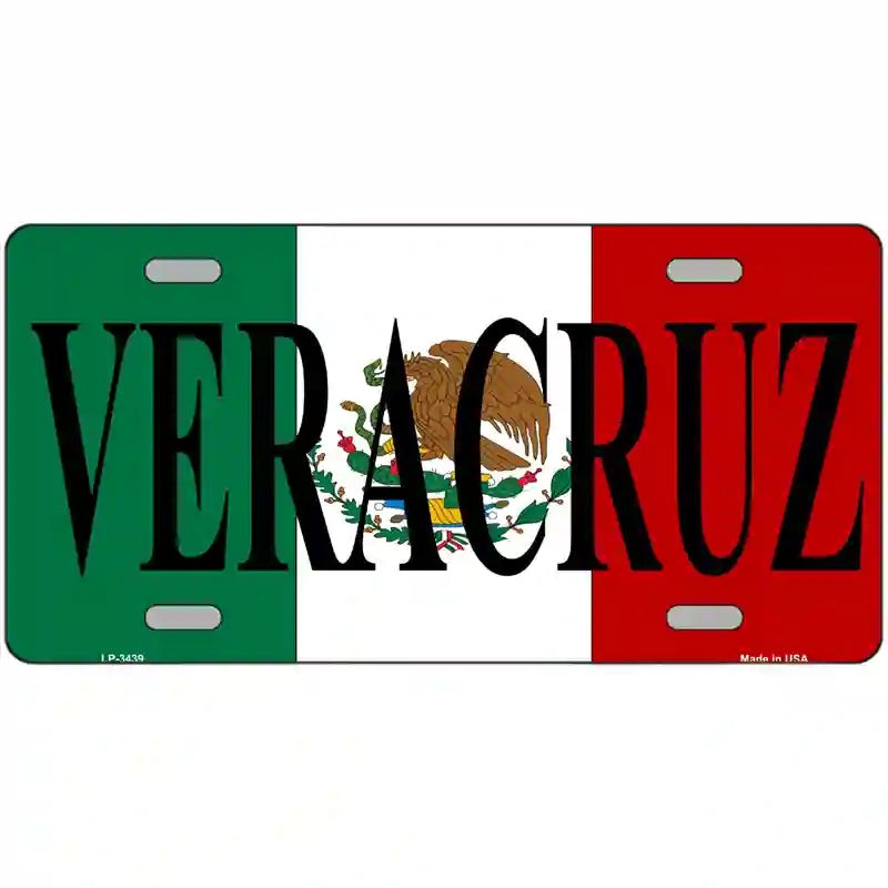 LLP-3439 24 X 12 in. Veracruz on Mexico Flag Metal Novelty License Plate