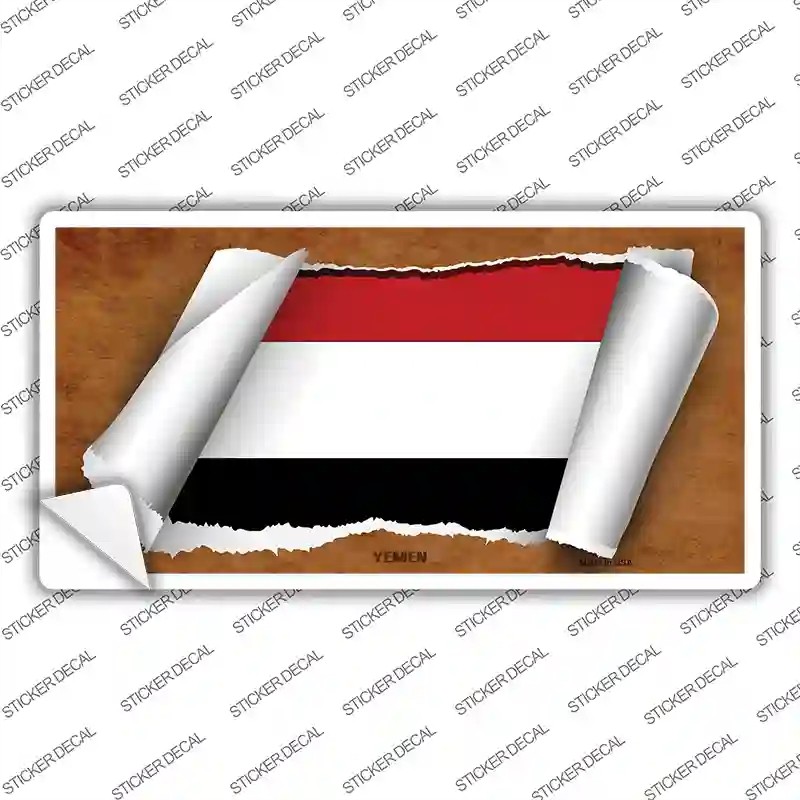 LP-9318s-S Yemen Flag Scroll Novelty Sticker Decal - Small