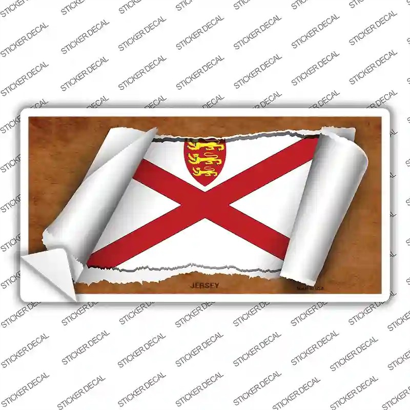 LP-9201s-L Jersey Flag Scroll Novelty Sticker Decal - Large