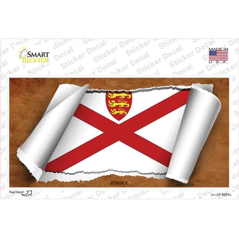 LP-9201s-M Jersey Flag Scroll Novelty Sticker Decal - Medium