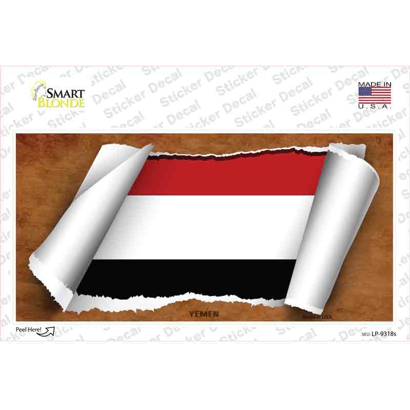 LP-9318s-M Yemen Flag Scroll Novelty Sticker Decal - Medium