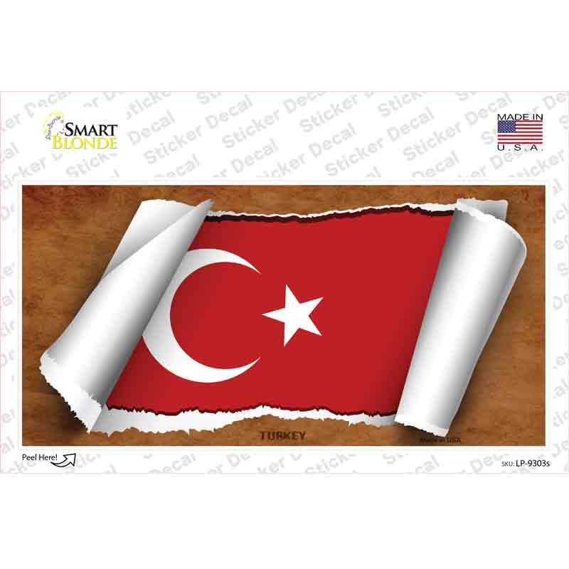 LP-9303s-M Turkey Flag Scroll Novelty Sticker Decal - Medium
