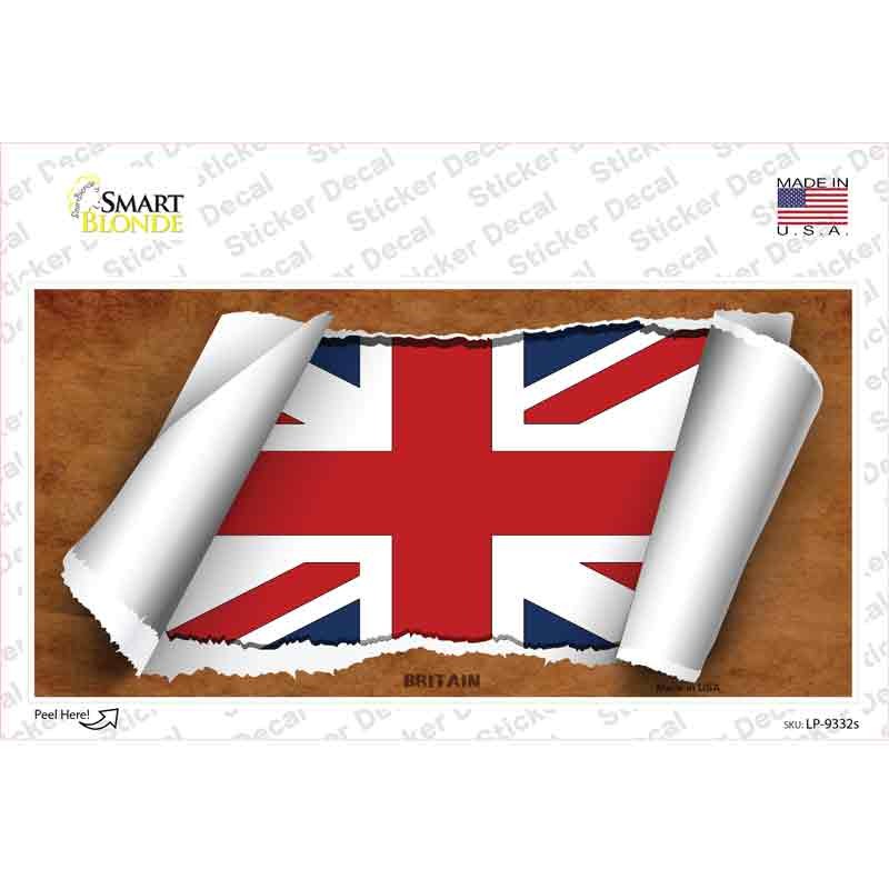 LP-9332s-M Britain Flag Scroll Novelty Sticker Decal - Medium