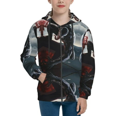Venom 26 Boys/Girls/Teens 3D Digital Print Full Zip Unisex Hooded Sweatshirt Long Sleeve Casual Drawstring Pullover Novelty Hoodies with Pocket X-Larg