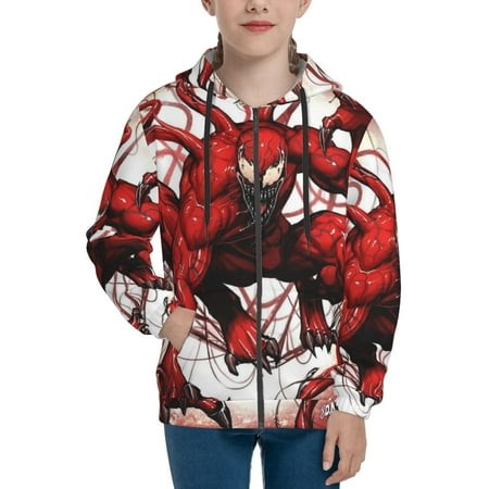 Venom 11 Boys/Girls/Teens 3D Digital Print Full Zip Unisex Hooded Sweatshirt Long Sleeve Casual Drawstring Pullover Novelty Hoodies with Pocket X-Larg