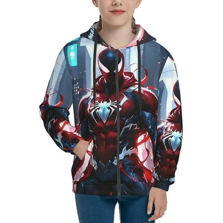 Venom 3 Boys/Girls/Teens 3D Digital Print Full Zip Unisex Hooded Sweatshirt Long Sleeve Casual Drawstring Pullover Novelty Hoodies with Pocket X-Large