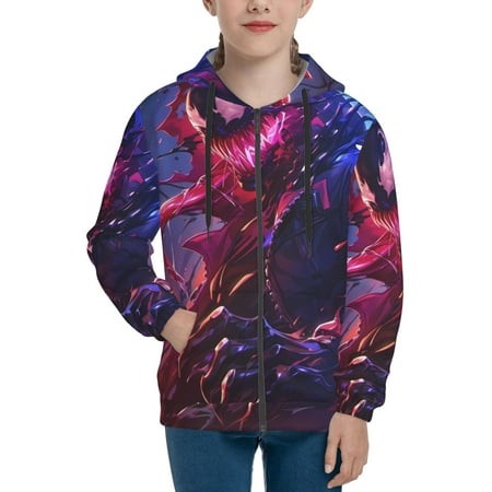 Venom 4 Boys/Girls/Teens 3D Digital Print Full Zip Unisex Hooded Sweatshirt Long Sleeve Casual Drawstring Pullover Novelty Hoodies with Pocket X-Large