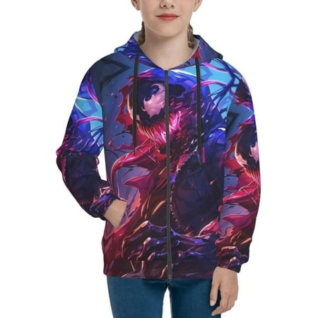 Venom 20 Boys/Girls/Teens 3D Digital Print Full Zip Unisex Hooded Sweatshirt Long Sleeve Casual Drawstring Pullover Novelty Hoodies with Pocket X-Larg