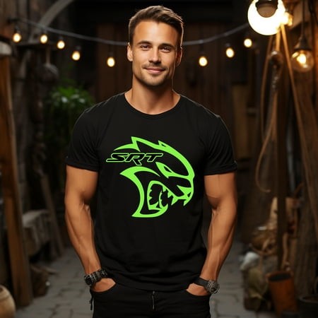 The Unisex Soft-style T-shirt  100% Cotton  Awesome Srt Hell Cat Dodge Shirt Green Men Gift Black Unisex T-Shirt up to 4XL