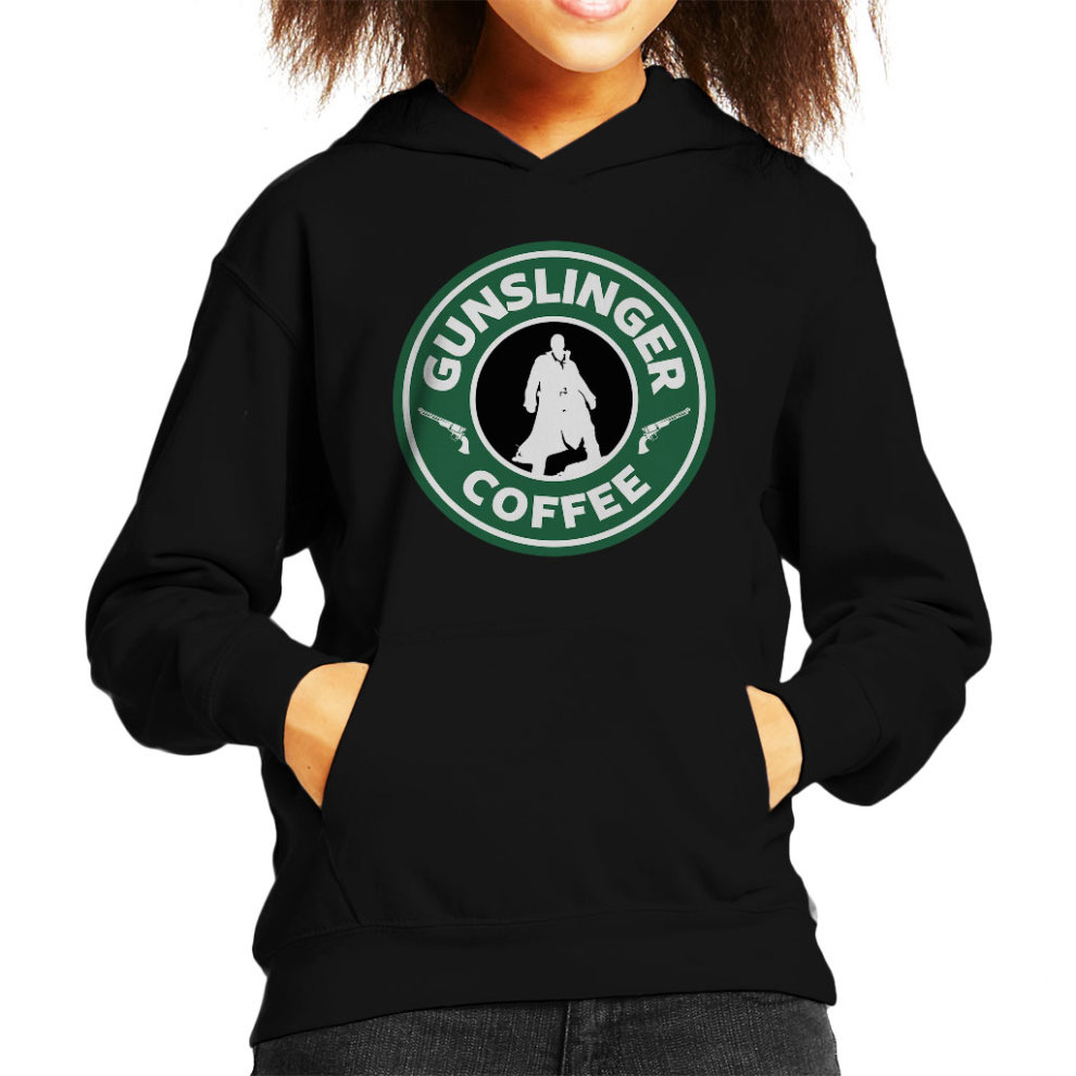 (X-Large (12-13 Yrs), Black) Gunslinger Starbucks Coffee Dark Tower Kid's Hooded Sweatshirt